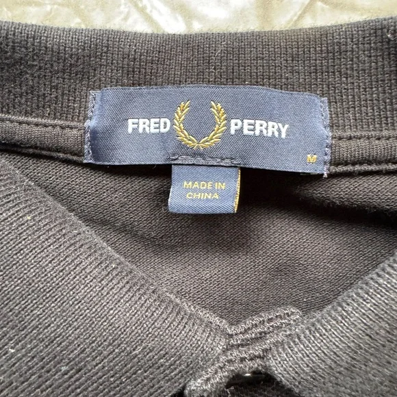 Fred Perry Black Polo with Red Trim - Picture 4 of 5